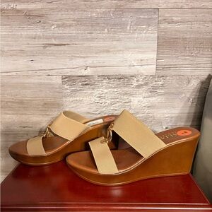 Italian Shoemakers Tan Wedge Sandals
